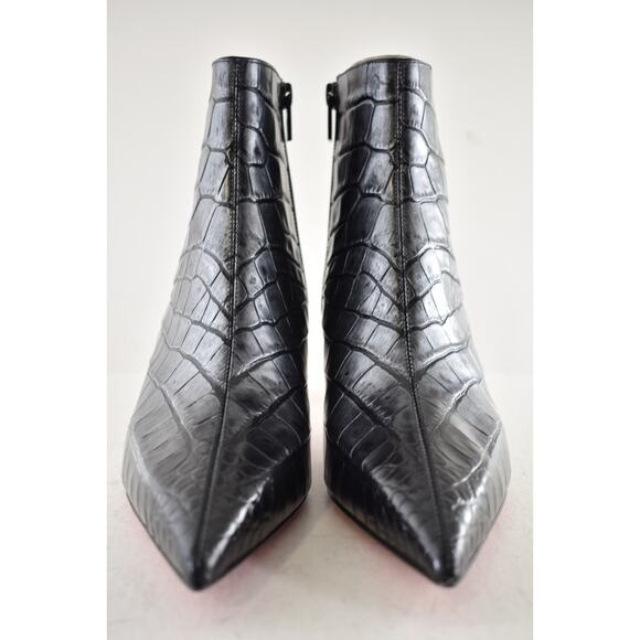 Christian Louboutin Condora Booty 55 Black Silver Croc Ali Ankle Heel Boot 38 - Picture 8 of 15